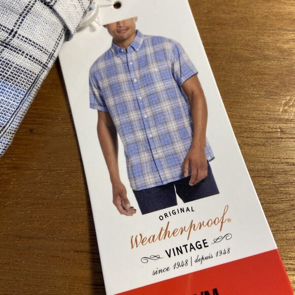 Weatherproof Vintage Short Sleeve Linen Woven Shirt Blue - Picture 4 of 5